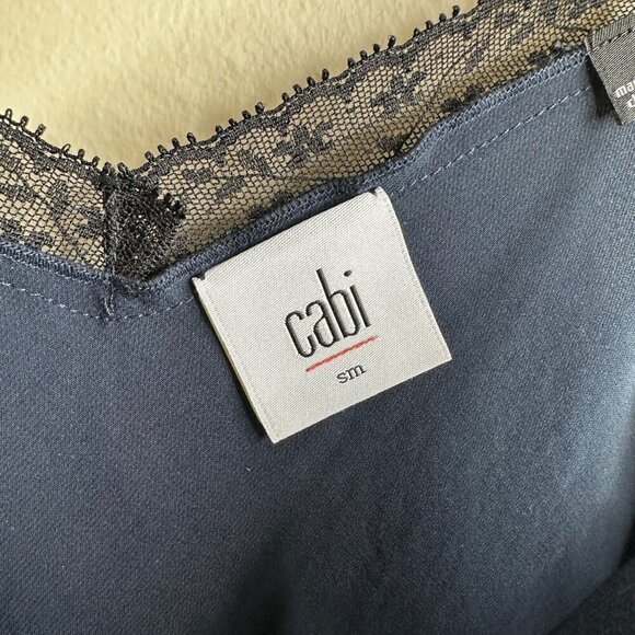 CAbi Tank Top Sz S Navy Lace Trim Y2K 90s Fairy Grunge Whimsigoth Rave Coquette - Picture 4 of 9